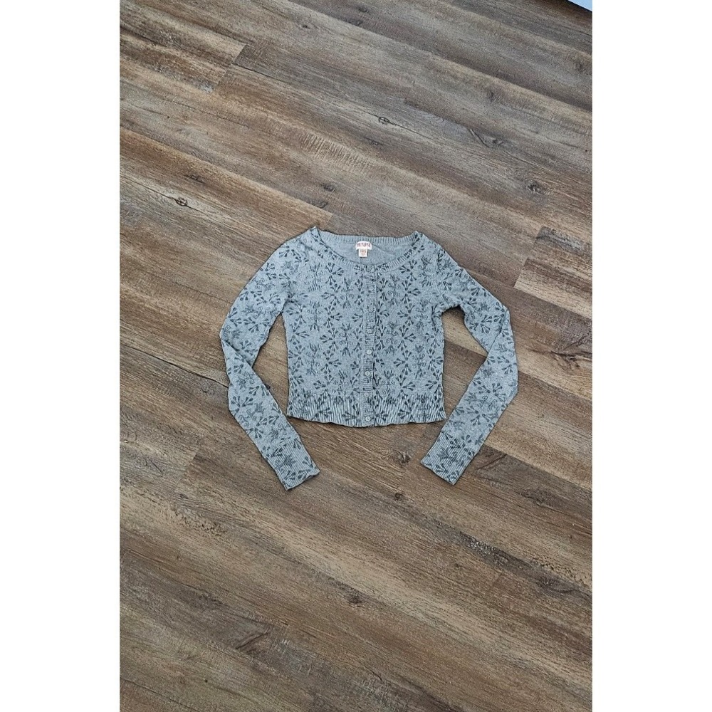 Mossimo Supply Co. Grey Print 100% Cottom Cardigan Size XS